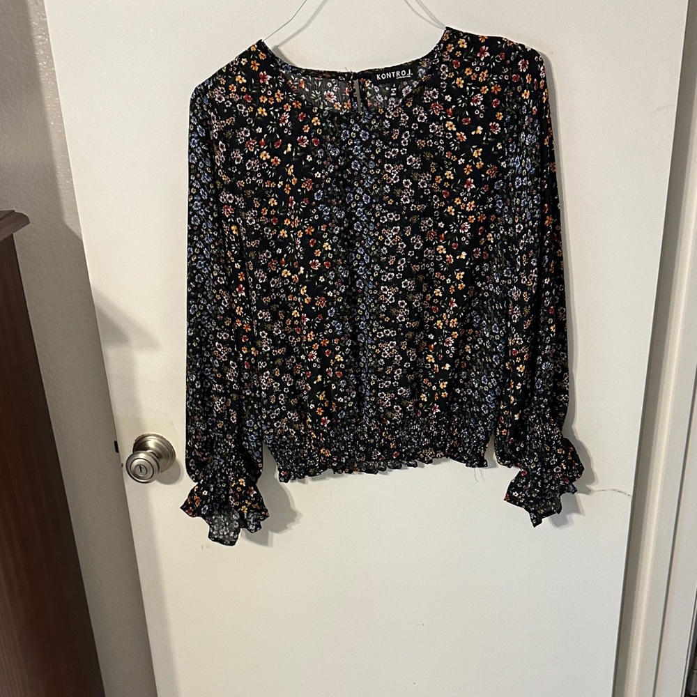 Kontrol Women's Floral Print Blouse - Black
